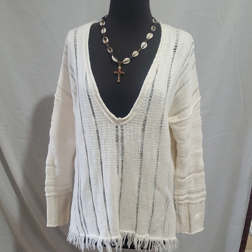 Free People White  Knit Sweater